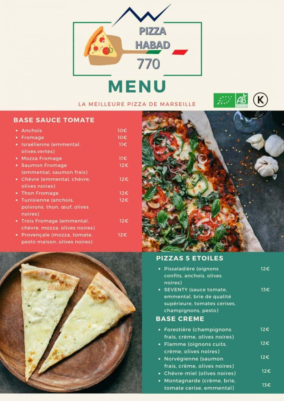 Pizza Habad 770 — carte page 1