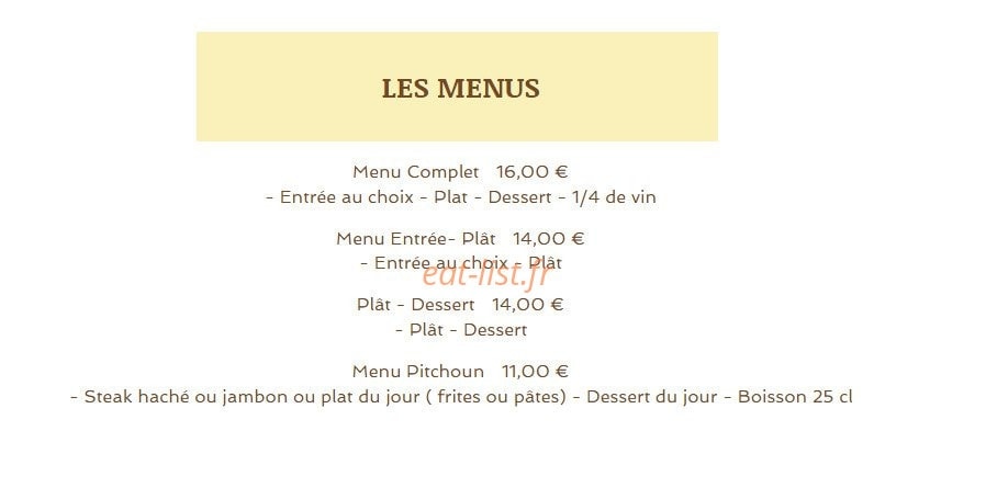 Resto Chutes lavie — carte page 1