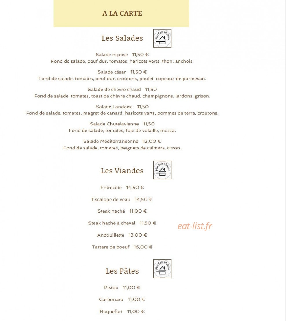 Resto Chutes lavie — carte page 2