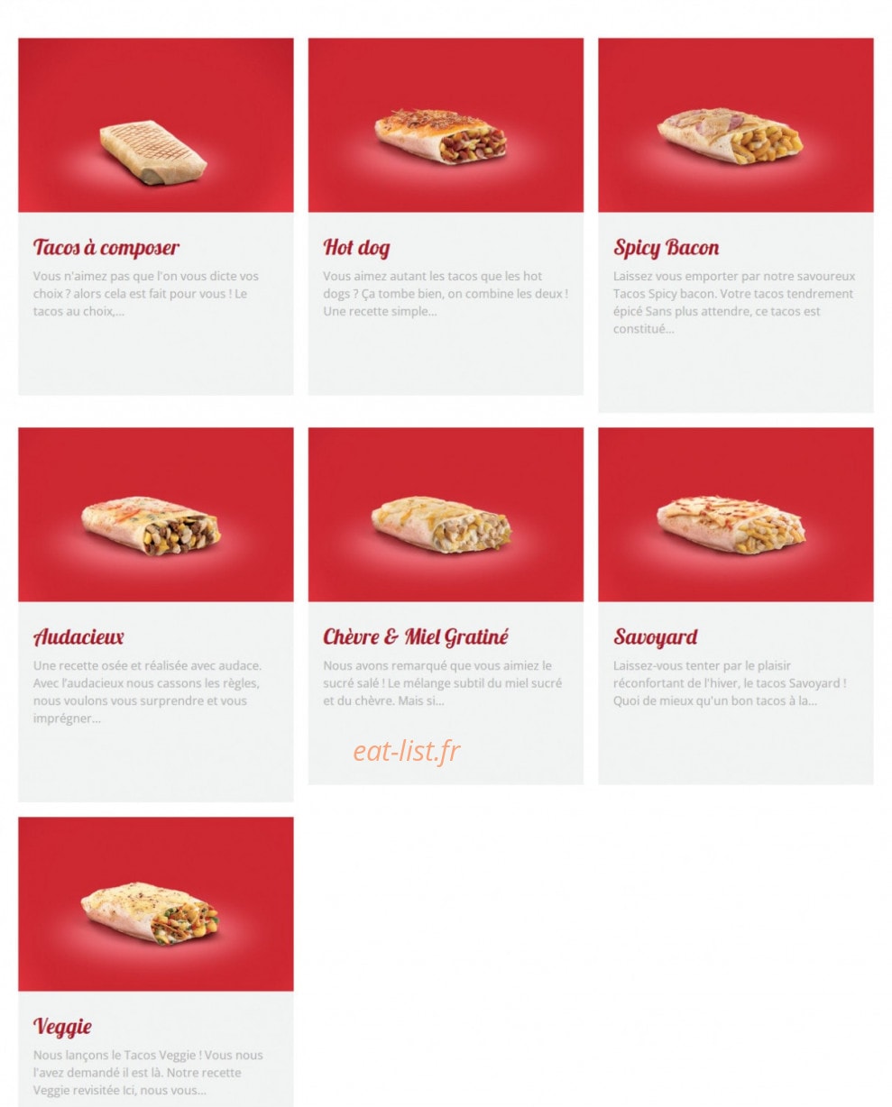 Tacos Avenue — carte page 1