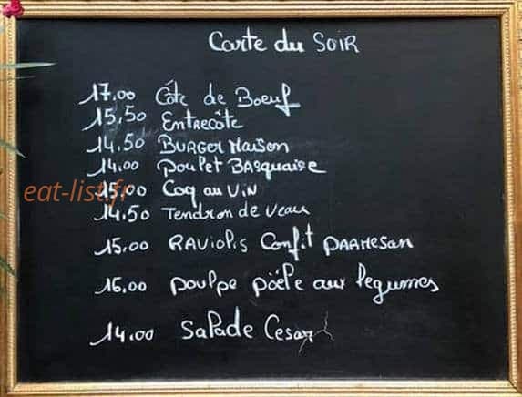 Au Bistroquet — carte page 2