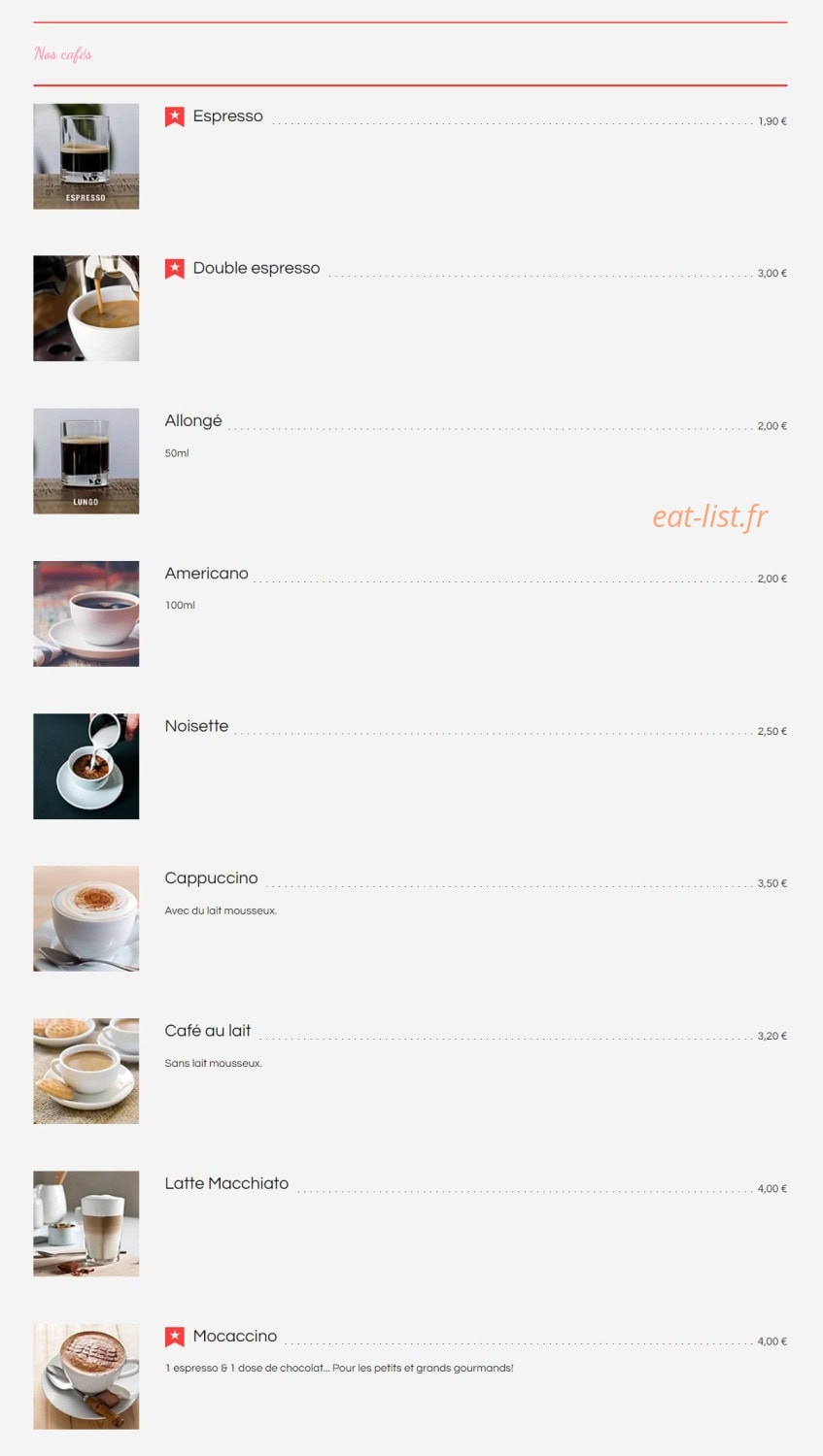Café Maître Vent — carte page 2