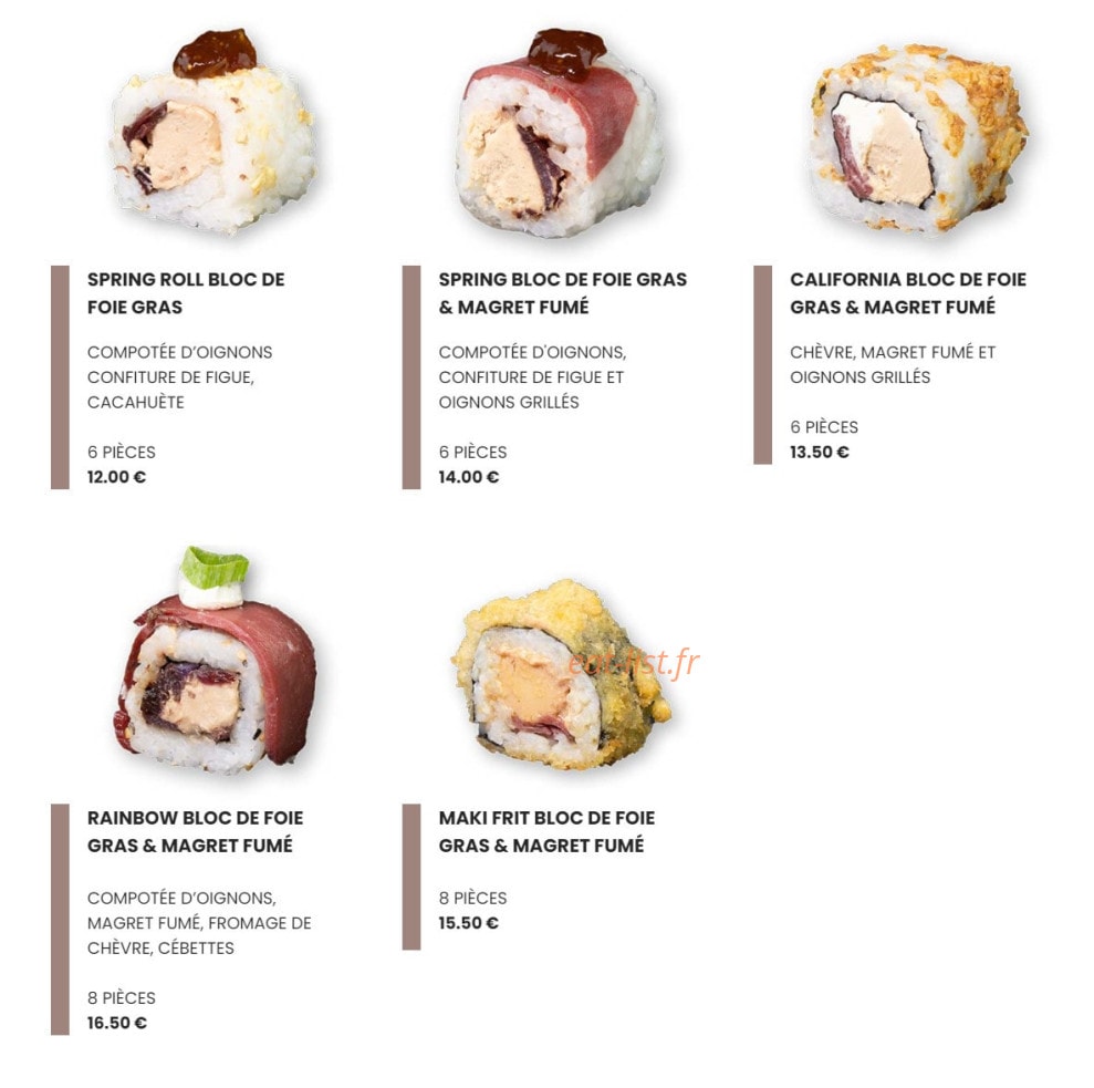 Easy Sushi — carte page 1