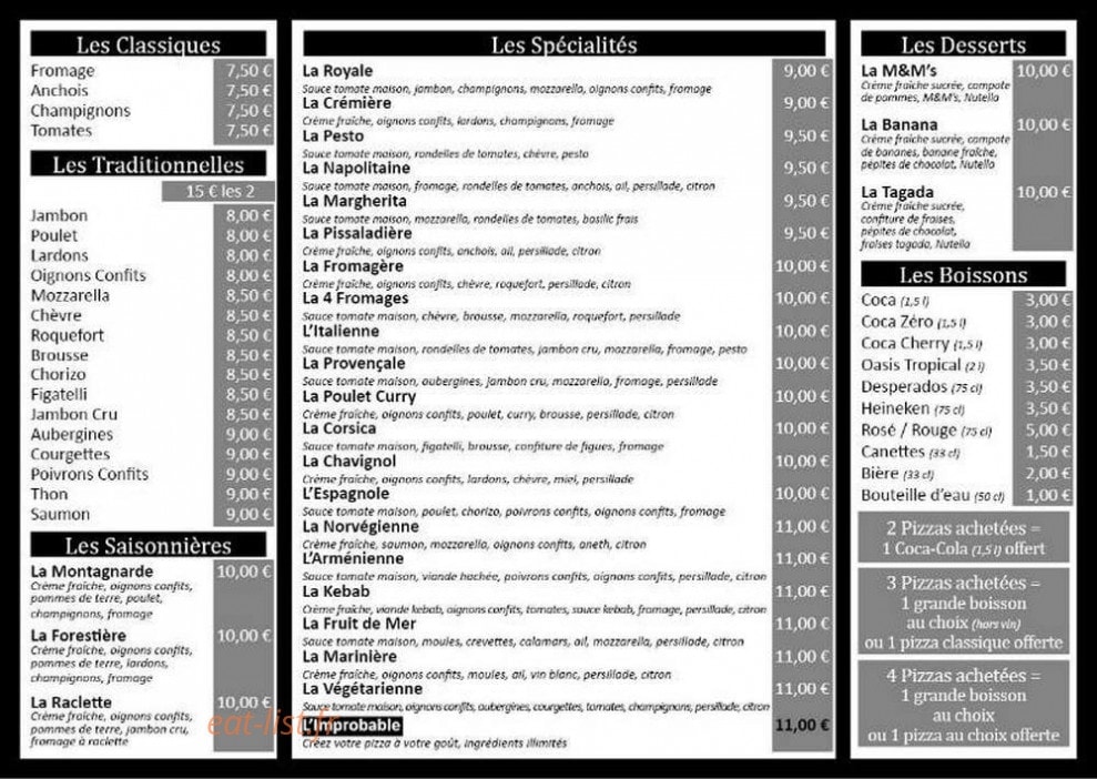 La Pâte à Pizza — carte page 2