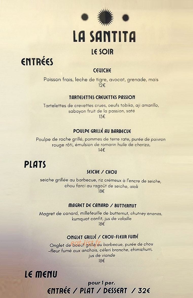 La Santita — carte page 2