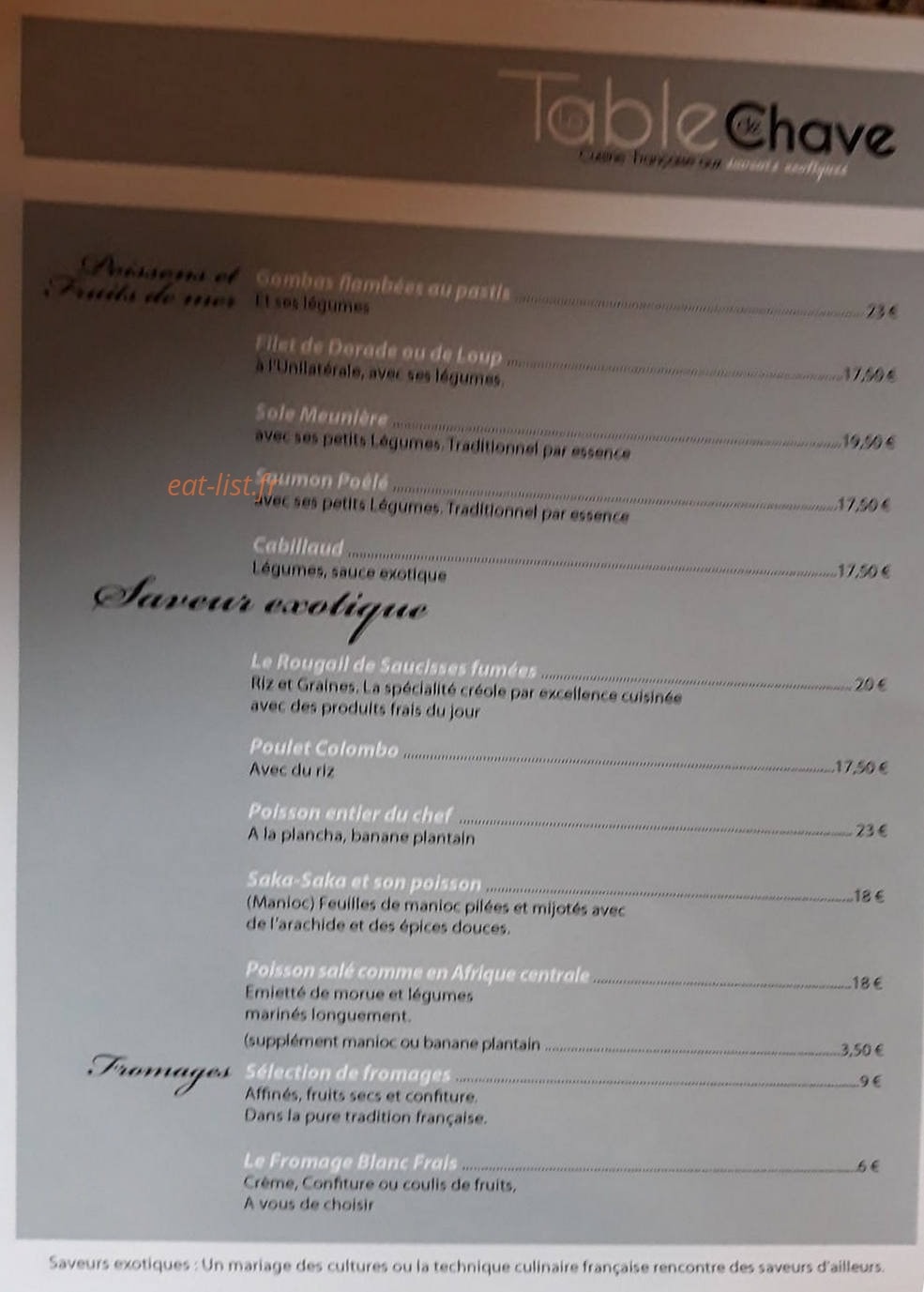 La Table de Chave — carte page 2