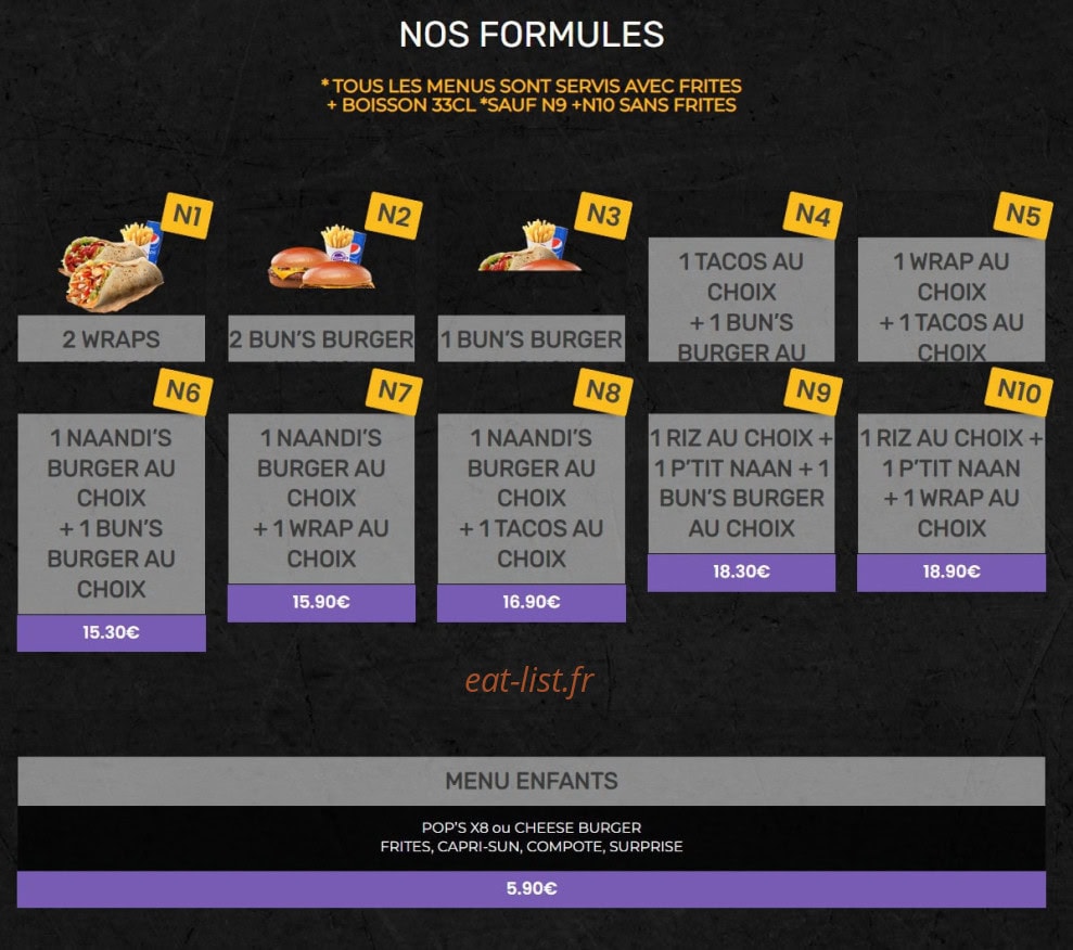 Naandi's — carte page 1