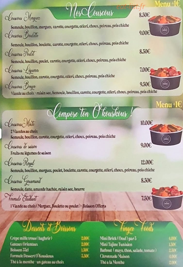 O'kouskous — carte page 1