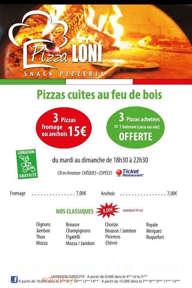 Pizza Loni — carte page 1