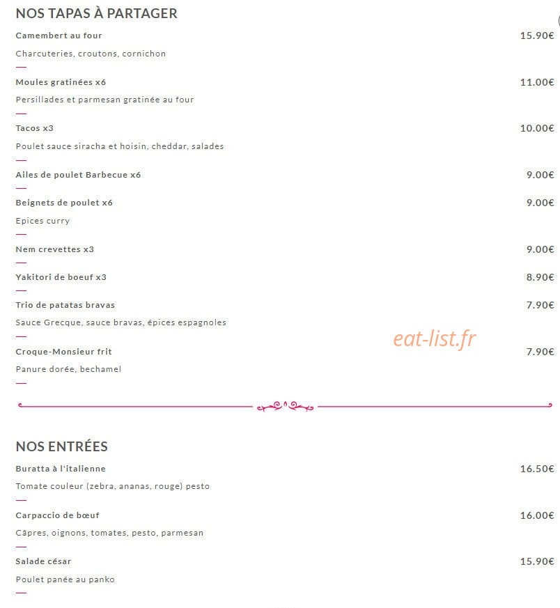 Restaurant le medusa — carte page 1