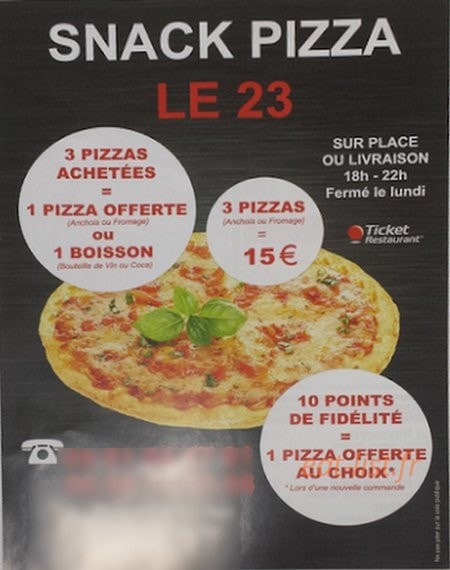 Snack Pizza le 23 — carte page 1