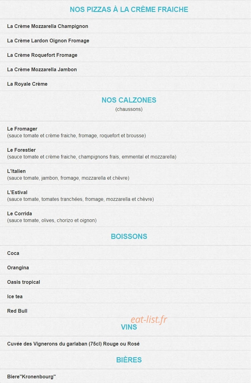 Azzuro Pizza — carte page 2