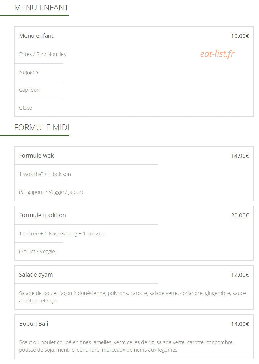 Bali Bali — carte page 3