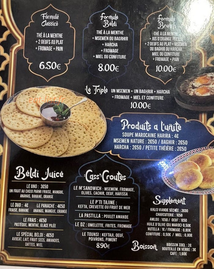 Beldi brunch — carte page 1