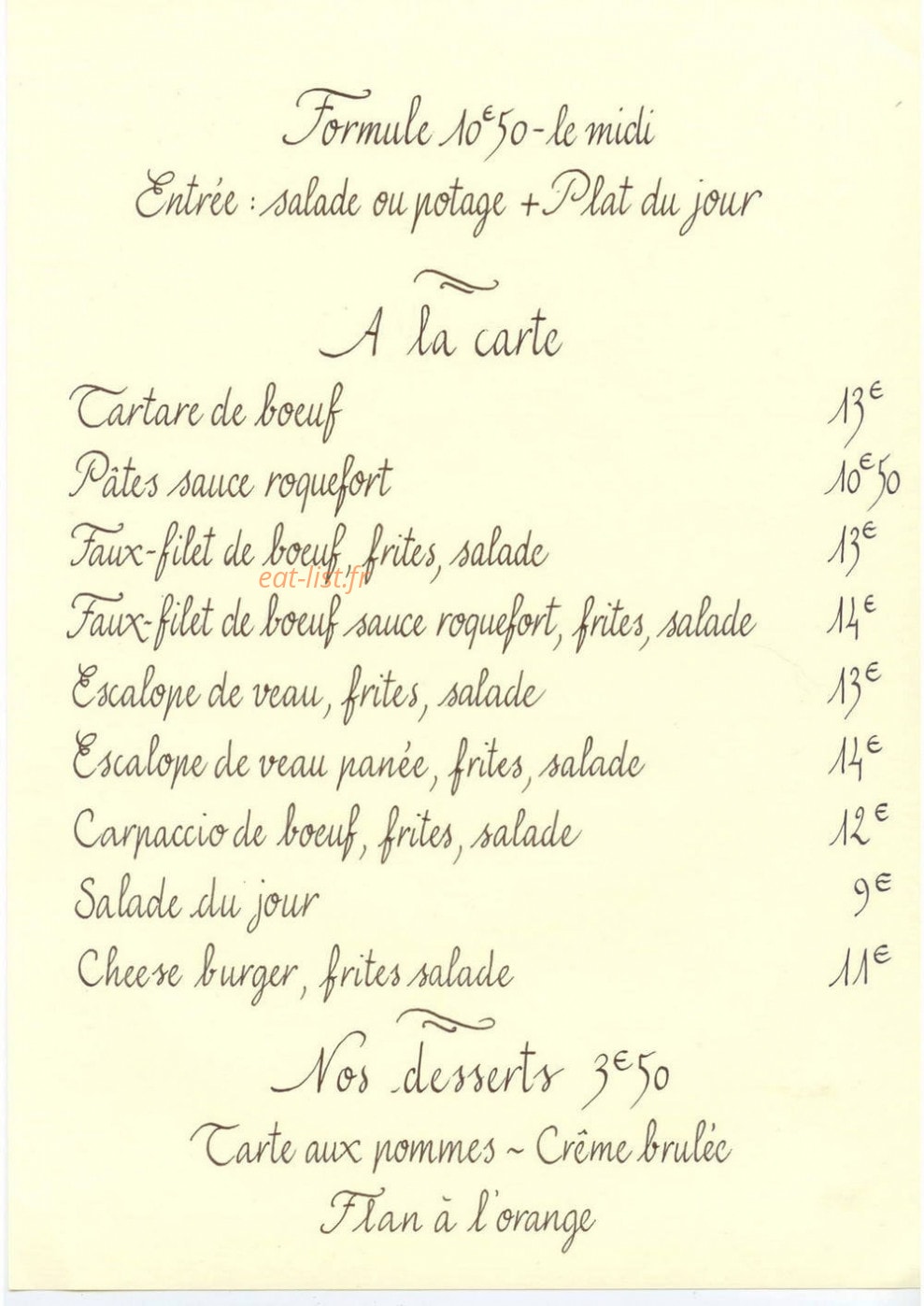 Bistro Berlioz — carte page 2