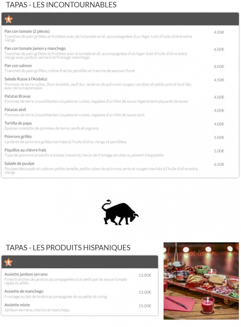 Bistrot Andaluz — carte page 1