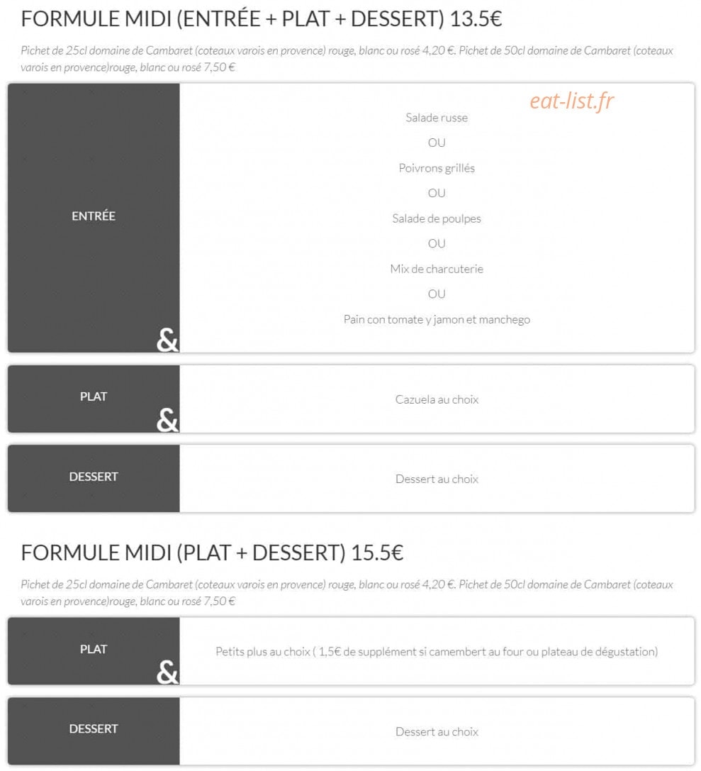 Bistrot Andaluz — carte page 5