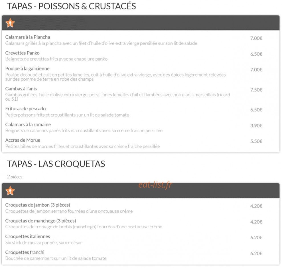 Bistrot Andaluz — carte page 2