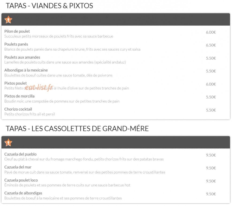 Bistrot Andaluz — carte page 3