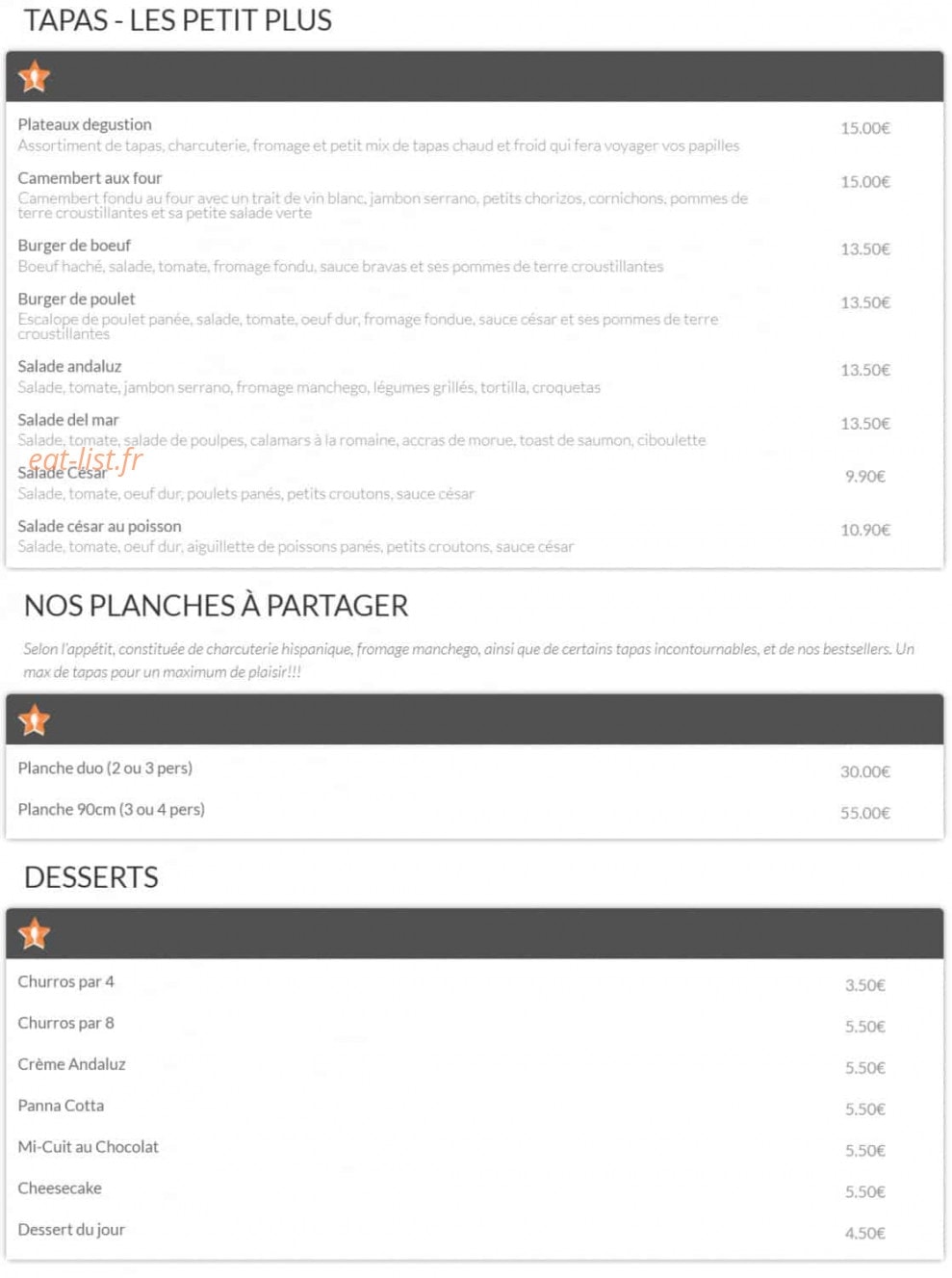 Bistrot Andaluz — carte page 4