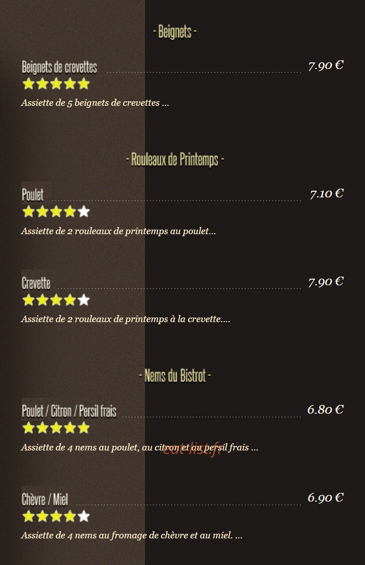 Bistrot Asiatique — carte page 3