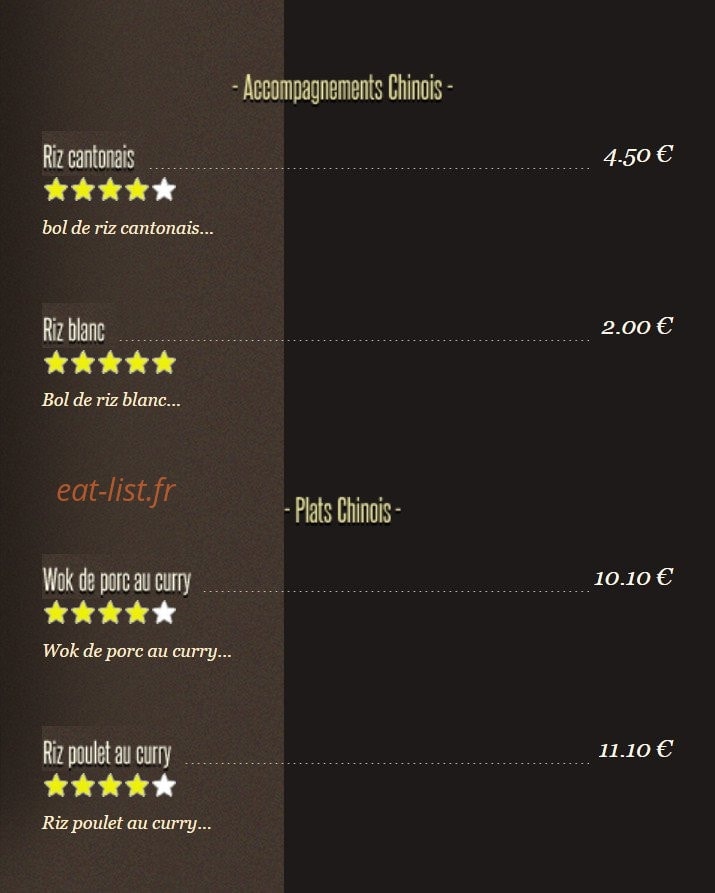 Bistrot Asiatique — carte page 4