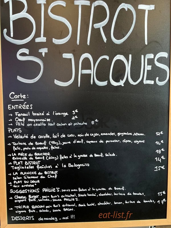 Bistrot Saint-Jacques — carte page 1