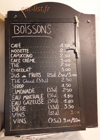 Carte et menu de Boulangerie-Café Pain Salvator à Marseille 6 — Exemple de menu