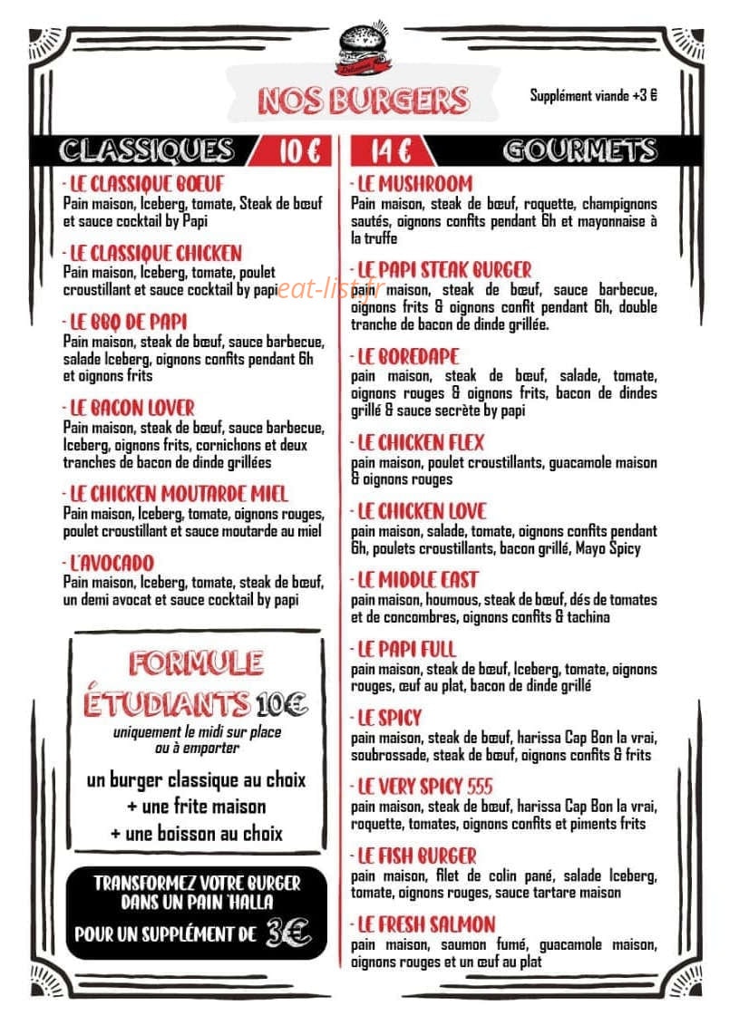 Burger Kfé — carte page 2