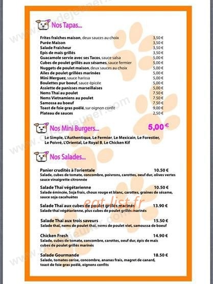 Burger Kfé — carte page 1