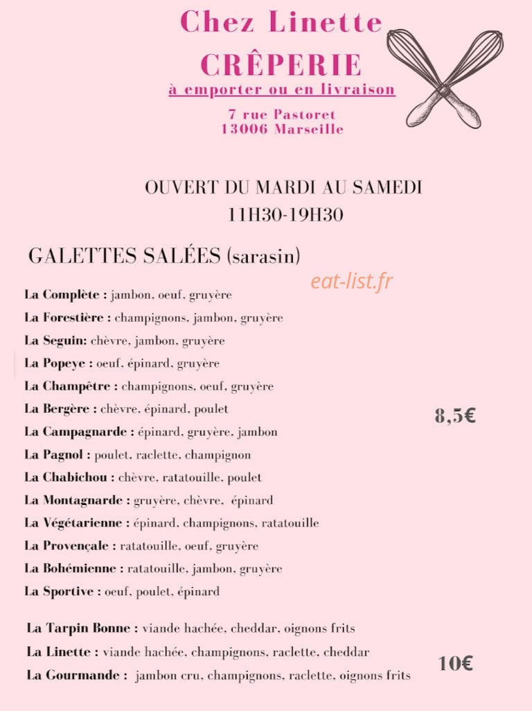 Chez Linette — carte page 1