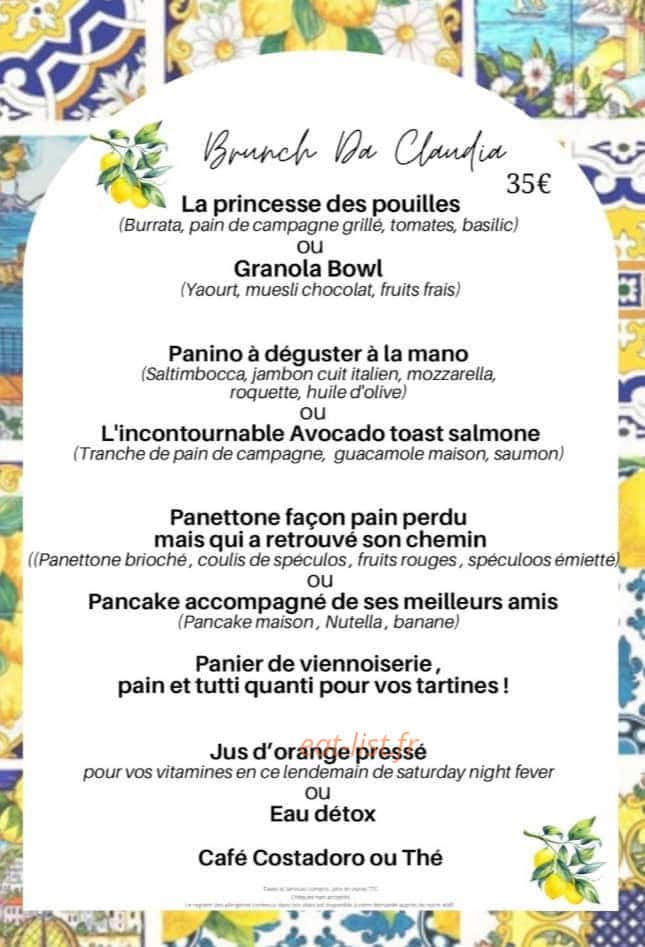 Da Claudia Ristorante — carte page 3
