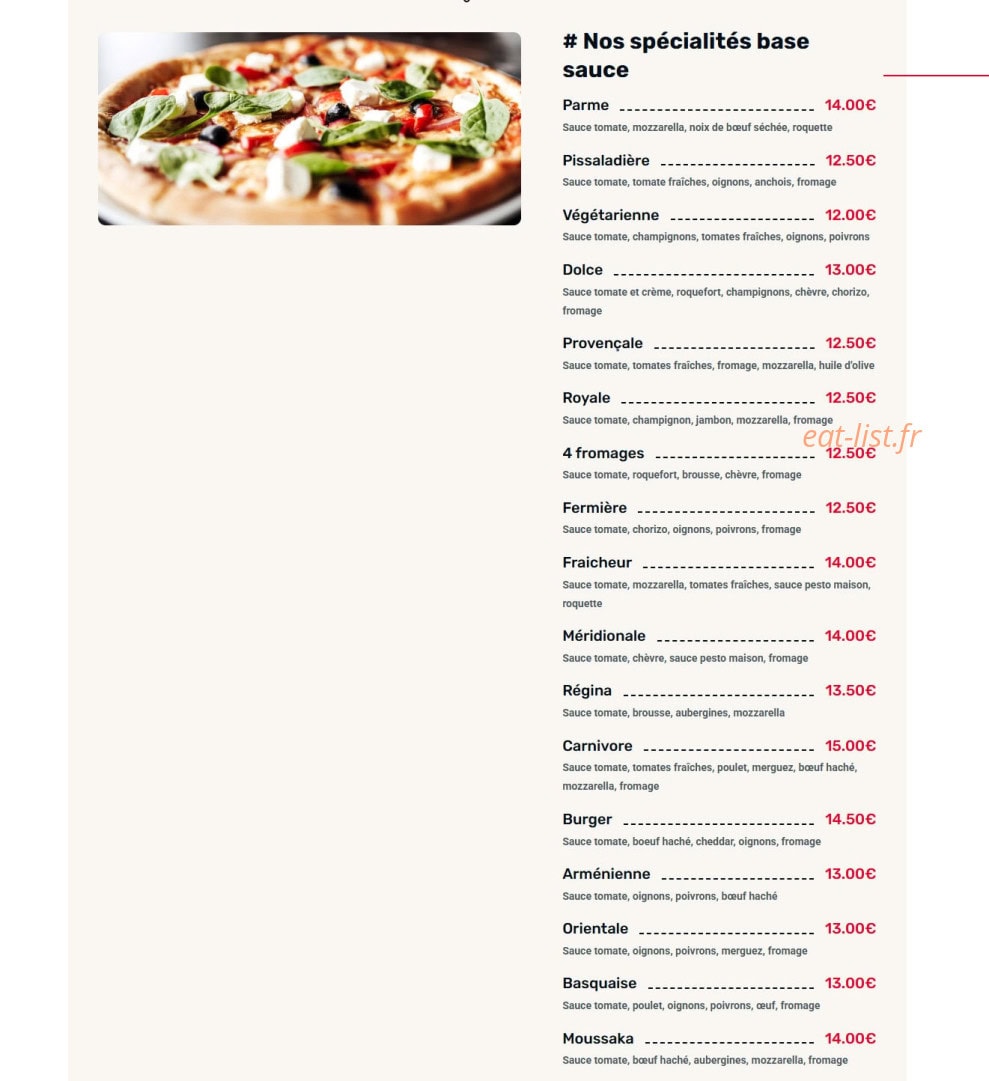 Dolce Pizza — carte page 2