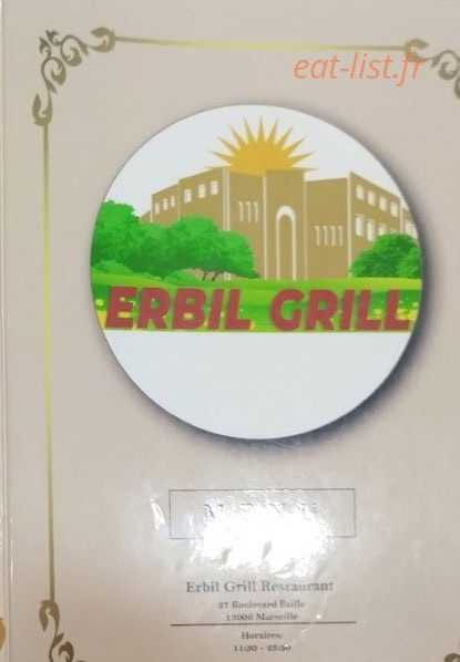 Erbil Grill — carte page 1