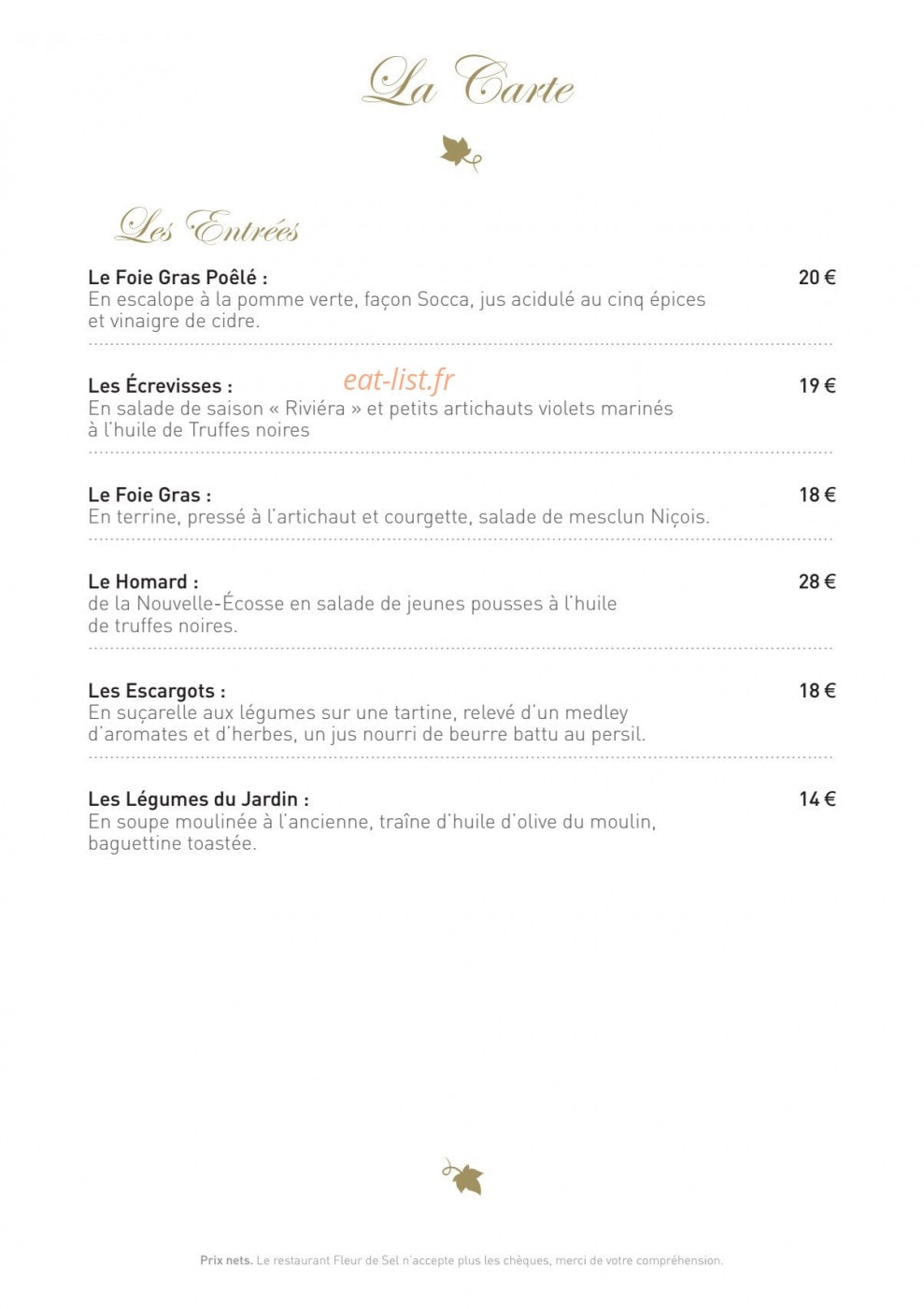 Fleur de Sel — carte page 1