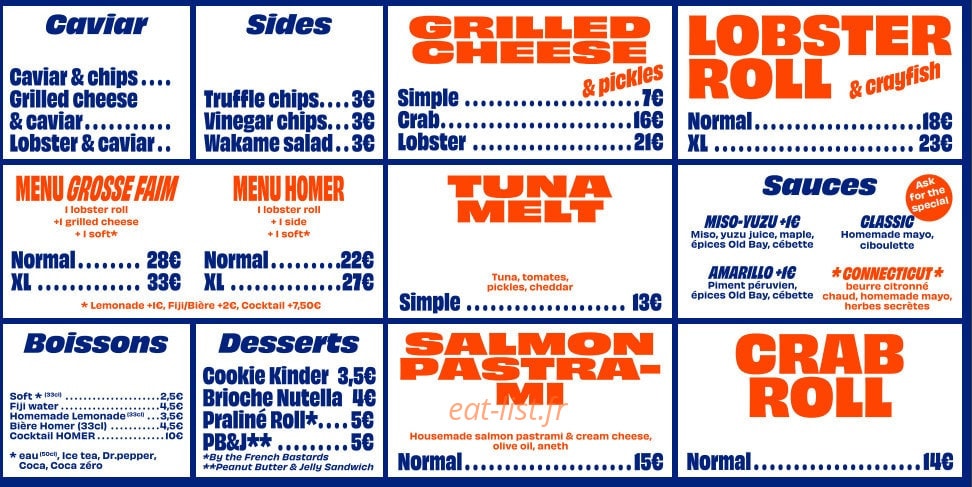 Homer Lobster — carte page 1