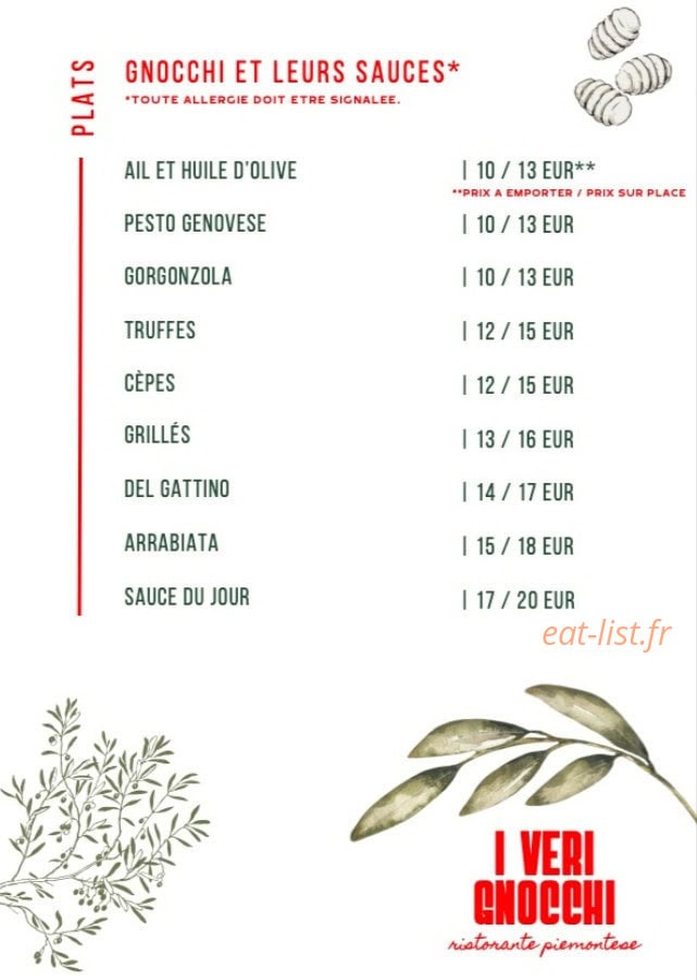 I Veri Gnocchi — carte page 1