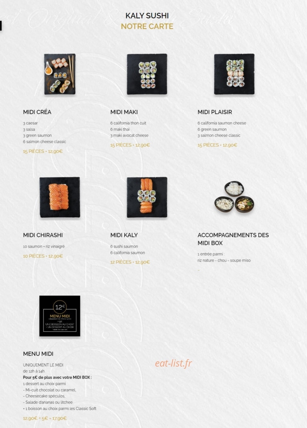 Kaly Sushi — carte page 1
