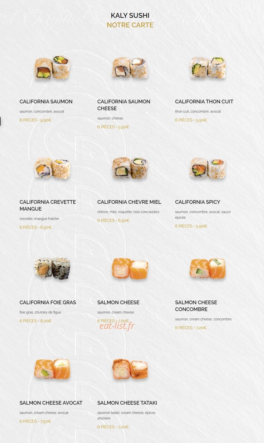 Kaly Sushi — carte page 12