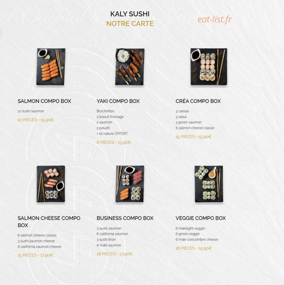 Kaly Sushi — carte page 2