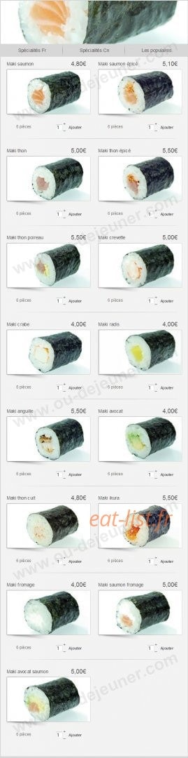 Kyo Sushi — carte page 16