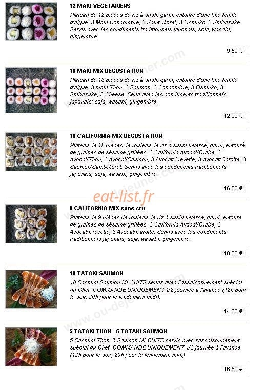 Kyo Sushi — carte page 12