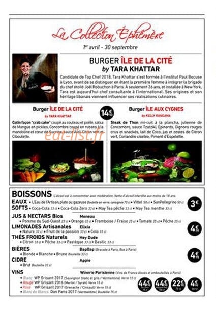 L'Artisan du Burger — carte page 2
