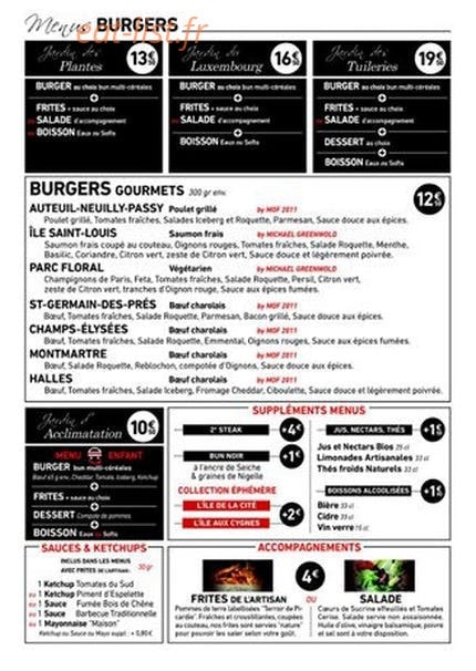 L'Artisan du Burger — carte page 1