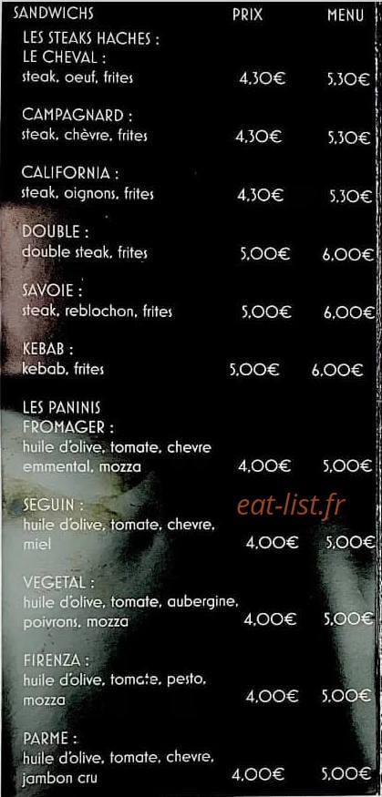 L'Atelier du Sandwich — carte page 1