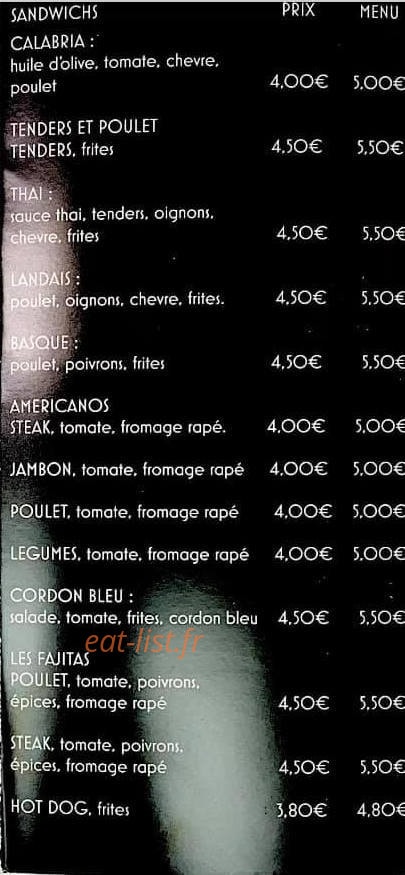L'Atelier du Sandwich — carte page 2