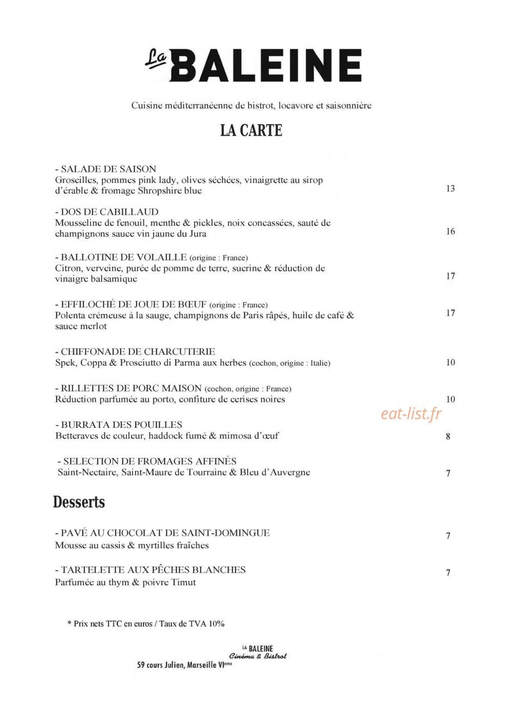 La Baleine — carte page 1