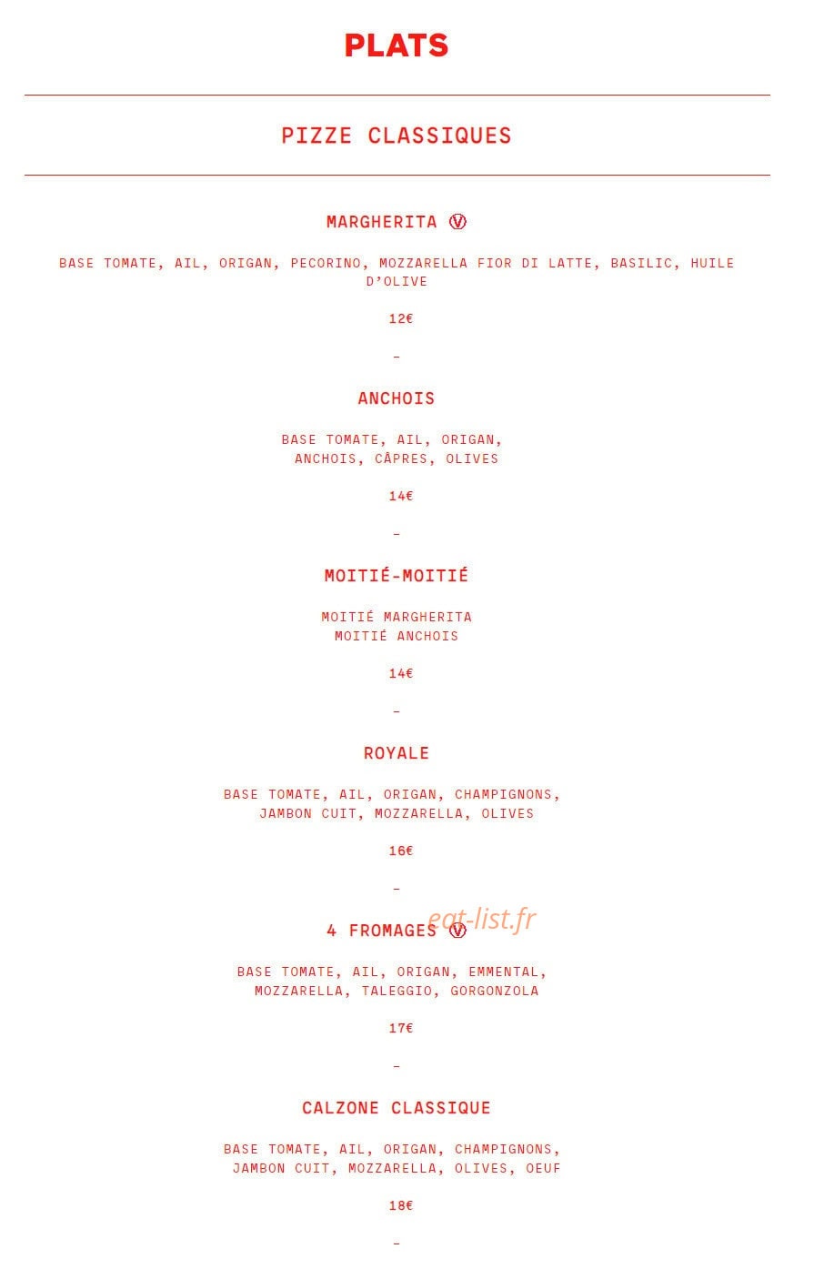 La Bella Pizza — carte page 2