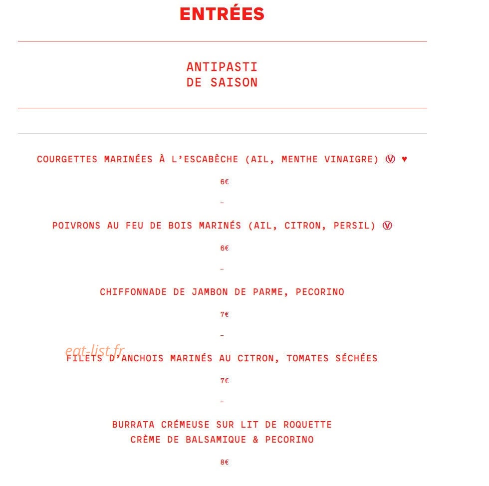 La Bella Pizza — carte page 1