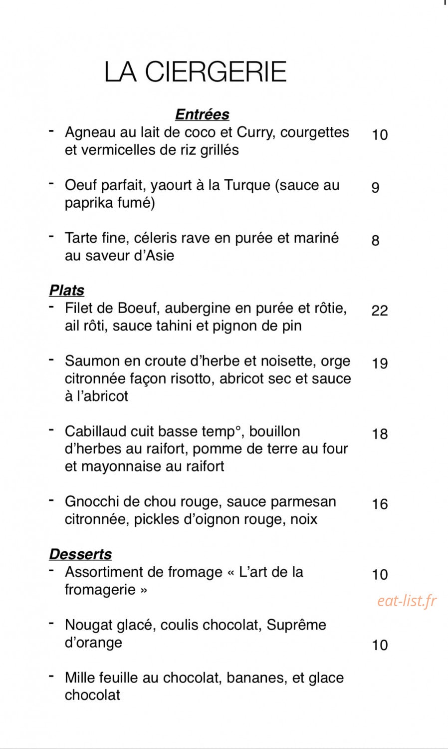 La Ciergerie — carte page 1